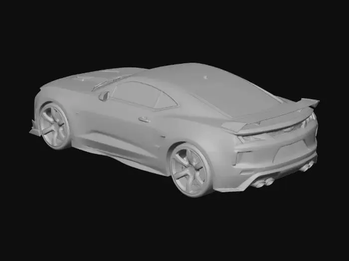 3D model for 2017 chevrolet camaro zl1 1le silver colored body with carbon bonnet and spoiler