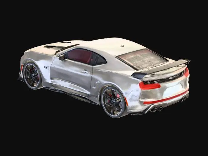 3D model for 2017 chevrolet camaro zl1 1le silver colored body with carbon bonnet and spoiler