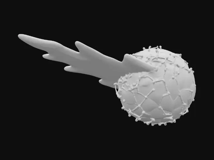 3D model for A glowing 3D speed booster pickup for a stylized arcade ball runner game. 
Make it look like a floating crystal orb with a glowing yellow lightning bolt inside, surrounded by a soft aura. 
It should feel futuristic, magical, and game-ready with clean geometry and a simple texture. 
Use bright emissive materials for the lightning to make it pop in-game. 
The object should be optimized for real-time use in Unity, with a simple mesh (low-poly but detailed enough to look good). 
