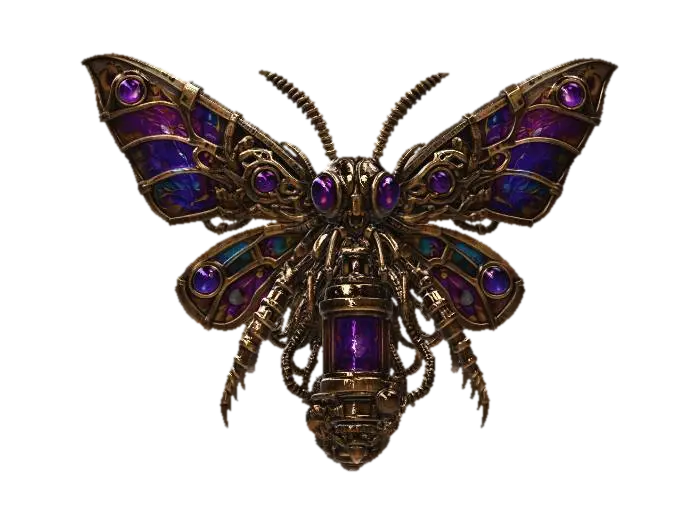 Gilded Mechanized Monarch 3D model, vytvořený pomocí AI