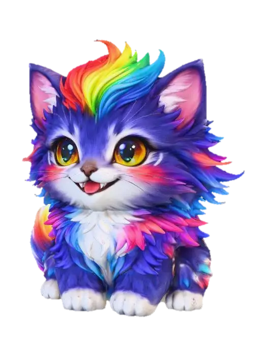 rainbow kitty - Whiskers 3D model, vytvořený pomocí AI