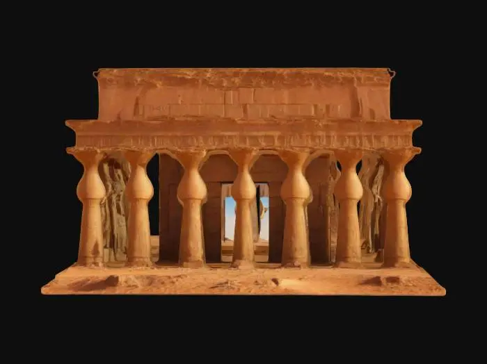 3D model for un temple d'une civilisation ancienne disparue dans le sahara