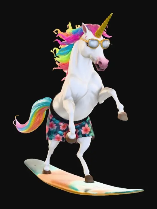 3D model for Surfing Rainbow Unicorn