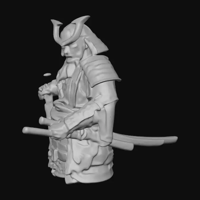 3D model for 3D model generation prompt:
Create a Japanese Oni Samurai character with the following specifications:
CHARACTER DESCRIPTION:
- Wears a traditional Japanese demon/samurai mask (Oni masks with horns and fierce expression)
- Equipped with classic samurai armor (rectangular lamellar plates, shoulder guards, chest plate)
- Holding a katana or tachi sword
- Aggressive, powerful battle stance
MANDATORY TECHNICAL SPECIFICATIONS (ABSOLUTE REQUIREMENTS):
- Geometry must be constructed EXCLUSIVELY from rectangular prisms (cuboids/blocks)
- ALL faces must be perfect squares or rectangles - **ABSOLUTELY NO TRIANGLES ALLOWED** in the final mesh
- UV mapping must use **perfectly rectangular UV islands only**, axis-aligned to grid with zero distortion
- Maintain sharp, 90-degree edges - no smoothing g