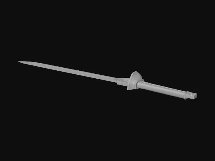 3D model for Cyberpunk katana,
sleek futuristic blade,
glowing energy core inside the blade,
solid geometric shapes,
stylized low poly,
clean topology,
hard surface sci-fi design,
single mesh,
game-ready,
Roblox compatible