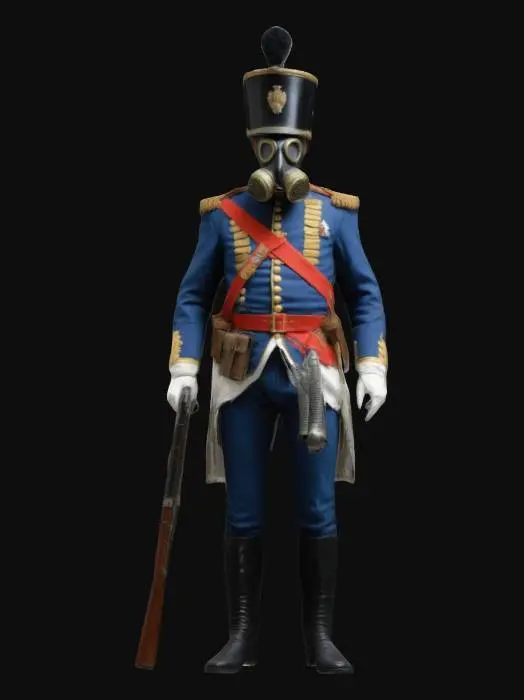 3D model for make a Napoleonic soldier with a gas mask full body
