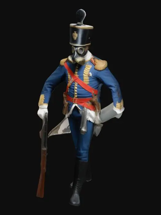 3D model for make a Napoleonic soldier with a gas mask full body
