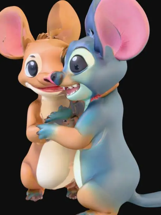 3D model for A sculpture of a lilo and stitch with a capybara sexy figure style Cartoon