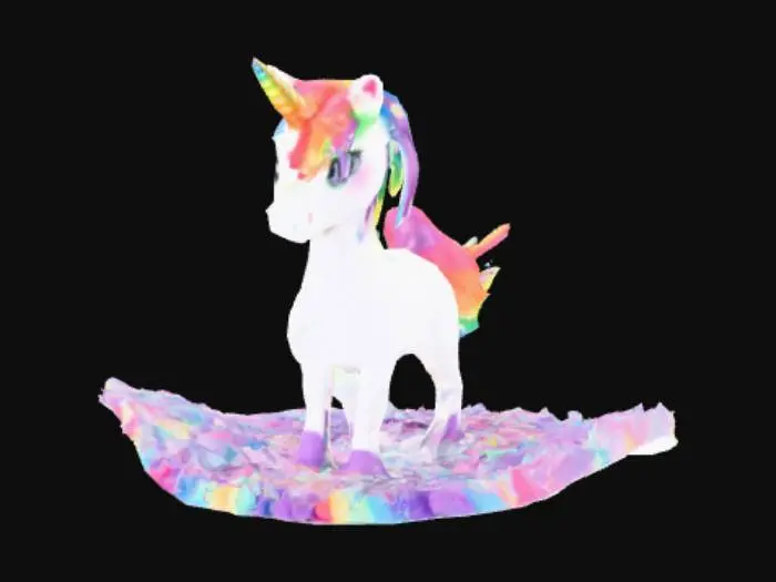3D model for unicorn with rainbow colored tail and mane.