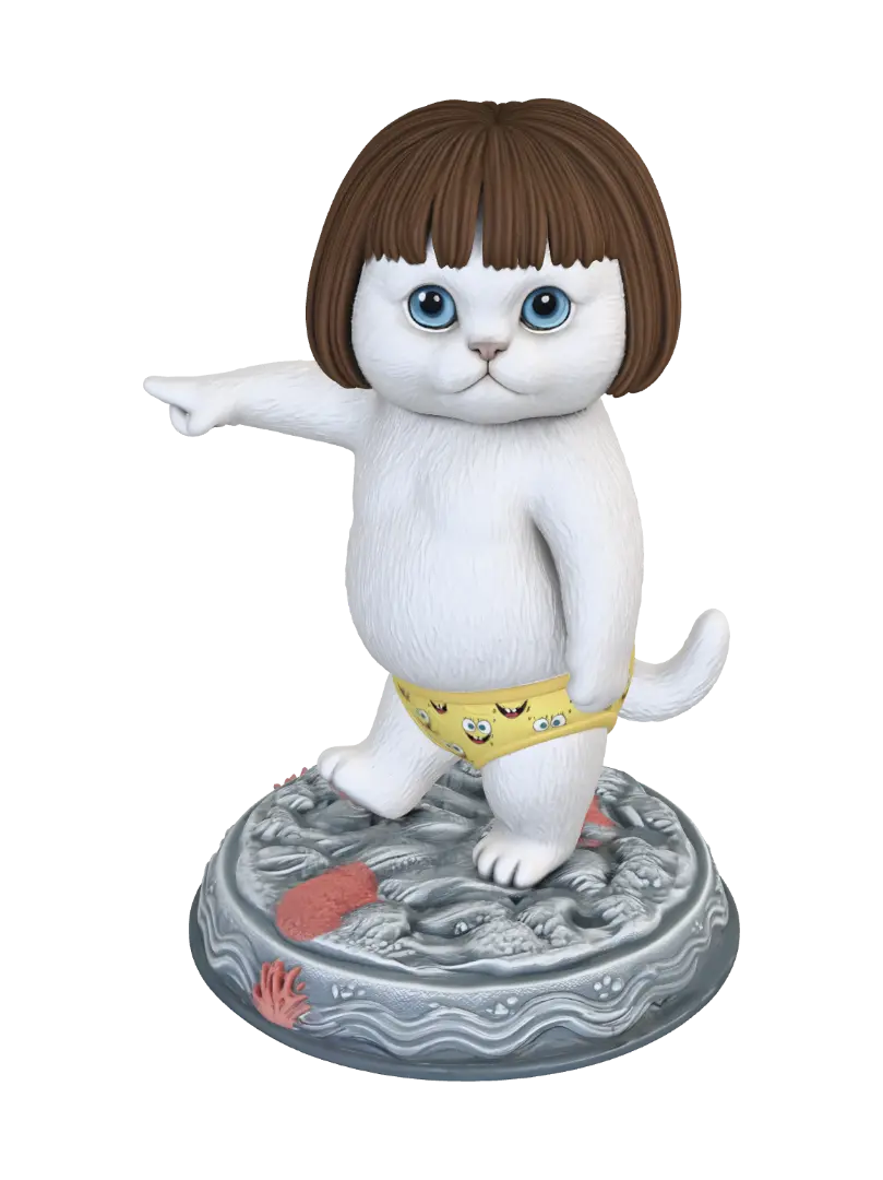 SpongeBob Cat Figurine Fixed - Dance model 3D, wygenerowany przez AI