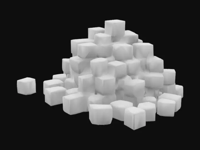 3D model for Create me a pile of small black cubes, around 20