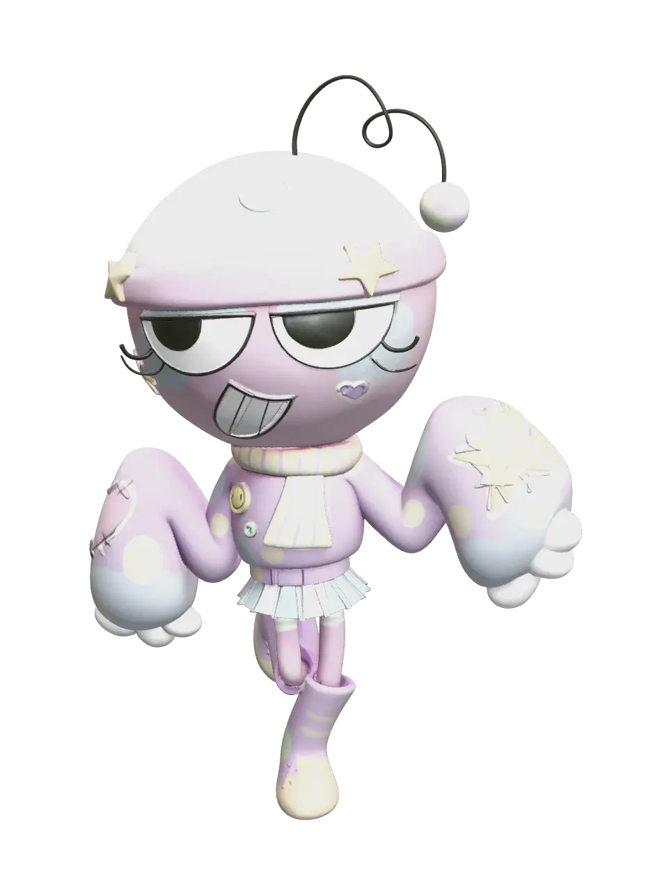 Weathered Gigi Dandys World 3D model, vytvořený pomocí AI