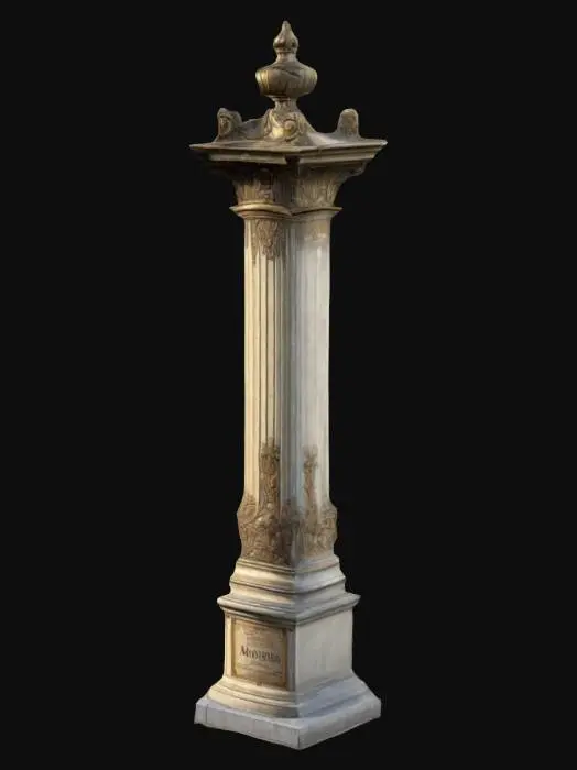 3D model for Colonne Morris issue du mobilier urbain parisien du début du 20e siècle. Dans les zones réservées à la publicité, exposez des publicités historiques des années 1920.
 Art numérique, 8k, détails fins, net, très détaillé, haute résolution, chef-d'œuvre, 
