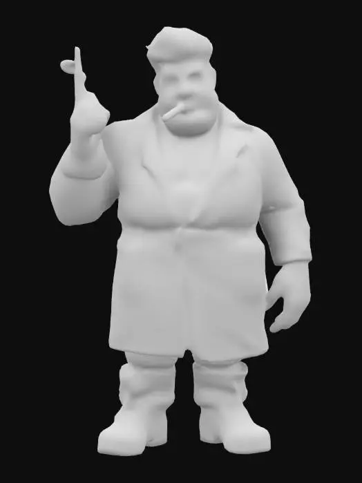 3D model for Des Style Cartoon, Ultra réaliste, Corps entier, Gros boucher charcutier rougeaud, en blouse blanche pas très propre  avec des trace de sangs, chaussures des bottes 
 blanches avec aussi des traces . Il a des cheveux gras, une cigarette a la bouche, La peau est luisante. Pause cool et frimeur. Corps entier, Conçu pour les jeux vidéo, Texture réaliste et très détaillée, Art numérique, 4k, Détails fins, Lignes épurées, Couleurs vives, Corps entier.