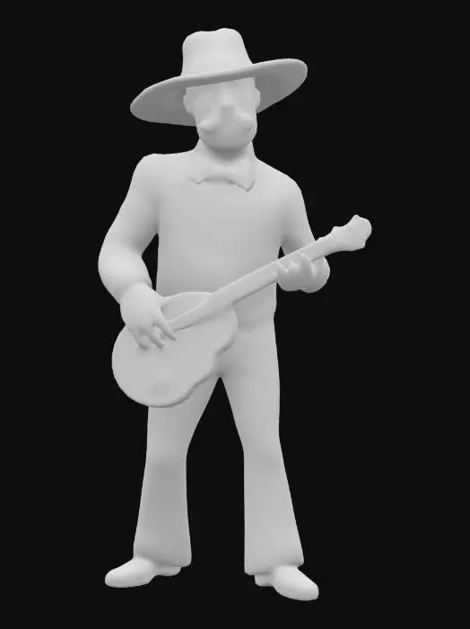 3D model for Style cartoon, ultraréaliste, Poète Flamenco, d'une cinquantaine d'années, style espagnol du début du 20e siècle, posture droite, air Inspiré par son poème . Corps entier, Conçu pour les jeux vidéo, Texture réaliste et très détaillée, Art numérique, 4k, Détails fins, Lignes épurées, Couleurs vives, Corps entier.