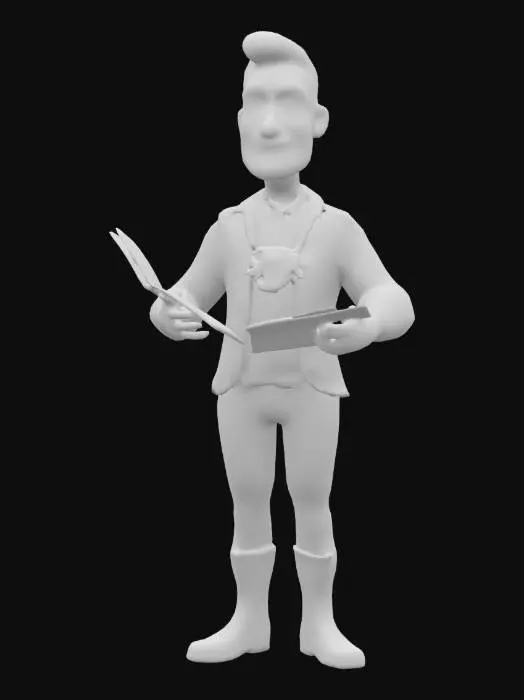 3D model for Style cartoon, ultraréaliste, Poète Flamenco, d'une cinquantaine d'années, style espagnol du début du 20e siècle, posture droite, air Inspiré par son poème . Corps entier, Conçu pour les jeux vidéo, Texture réaliste et très détaillée, Art numérique, 4k, Détails fins, Lignes épurées, Couleurs vives, Corps entier.