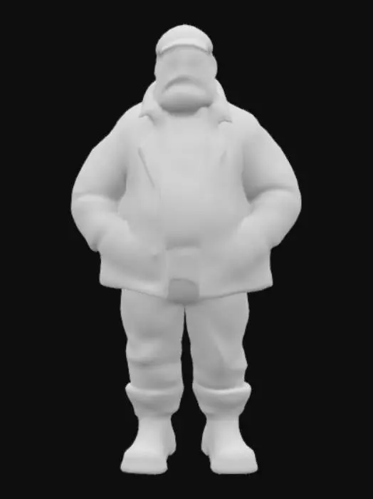 3D model for #ocean#, Style cartoon, Vieux marin pêcheur en ciré jaune, avec un pull marin bleu marine rayé blanc, avec une salopette de la même matière que le ciré, et avec des bottes de marin. l'homme est trapu. Pause , déterminée. Corps entier, Conçu pour les jeux vidéo, Texture réaliste et très détaillée, Art numérique, 4k, Détails fins, Lignes épurées, Couleurs vives, Corps entier., #ocean#