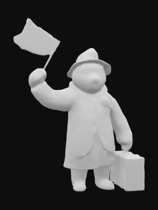 3D model for Bear Paddington , #SketchTo3D#, with Flag