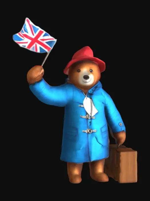 3D model for Bear Paddington , #SketchTo3D#, with Flag