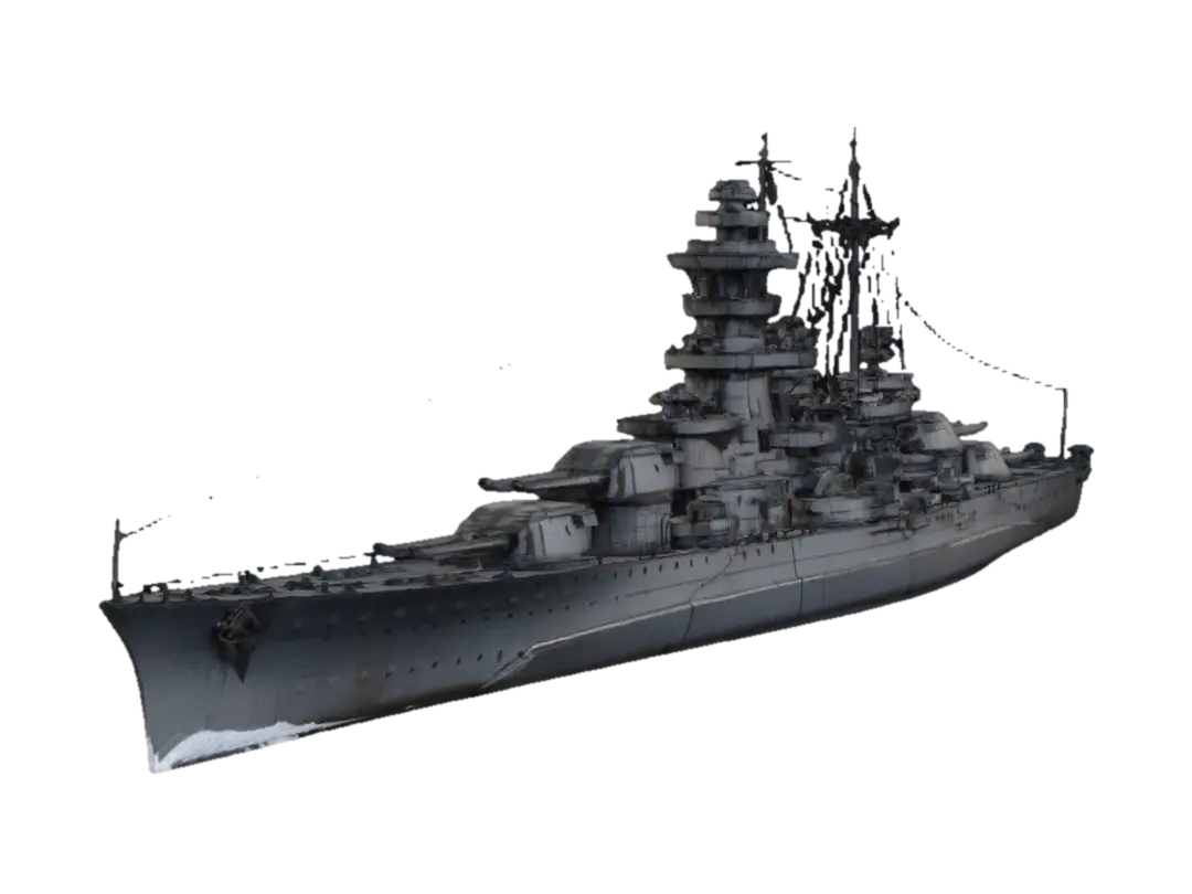 Grey Dreadnought at Sea - Stormy 3D model, vytvořený pomocí AI