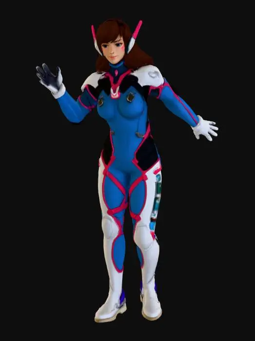 3D model for Character in Blue and Pink Suit