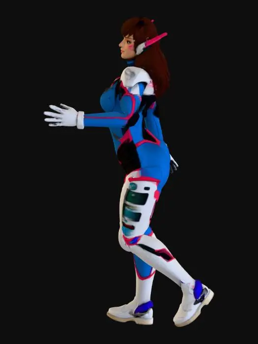 3D model for Character in Blue and Pink Suit