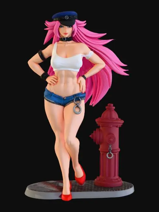 3D model for Figure with Pink Hair and Fire Hydrant