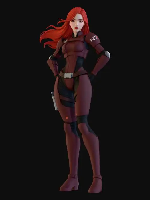 3D model for Warrior in Crimson Armor