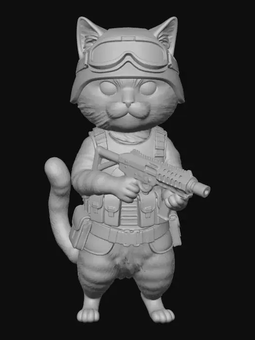 3D model for Feline Commando in Action
