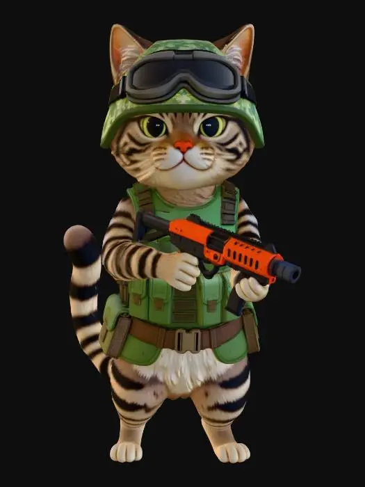 3D model for Feline Commando in Action