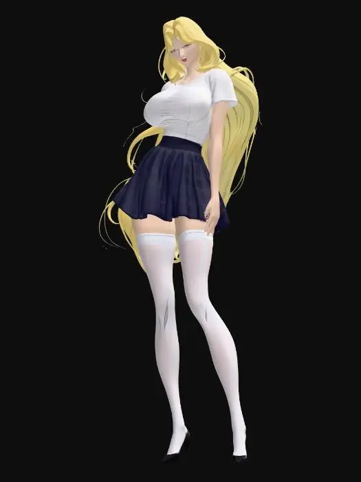 3D model for Golden Waves in a Pleated Skirt