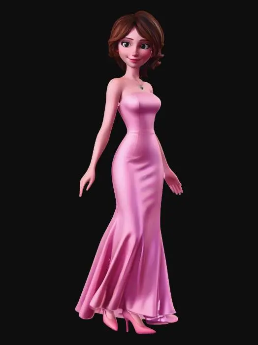 3D model for Aunt Cass Silk Evening Gown