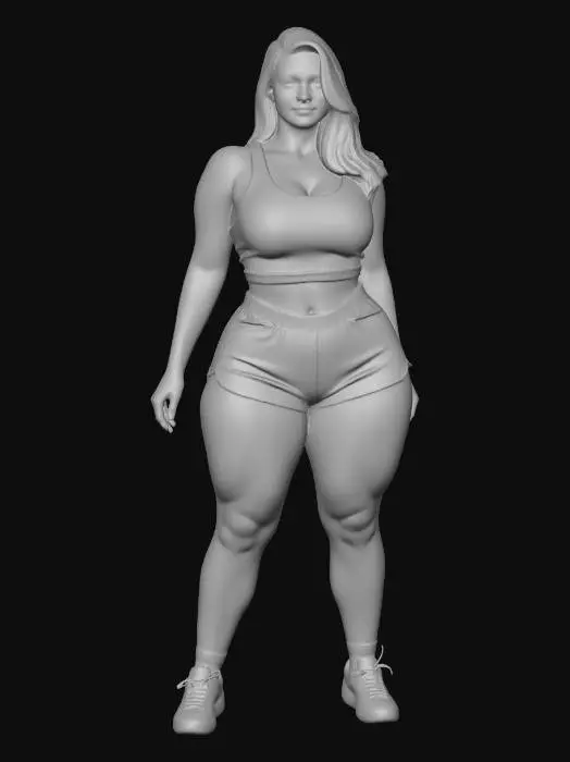 3D model for Hooters Crop Top and Orange Shorts