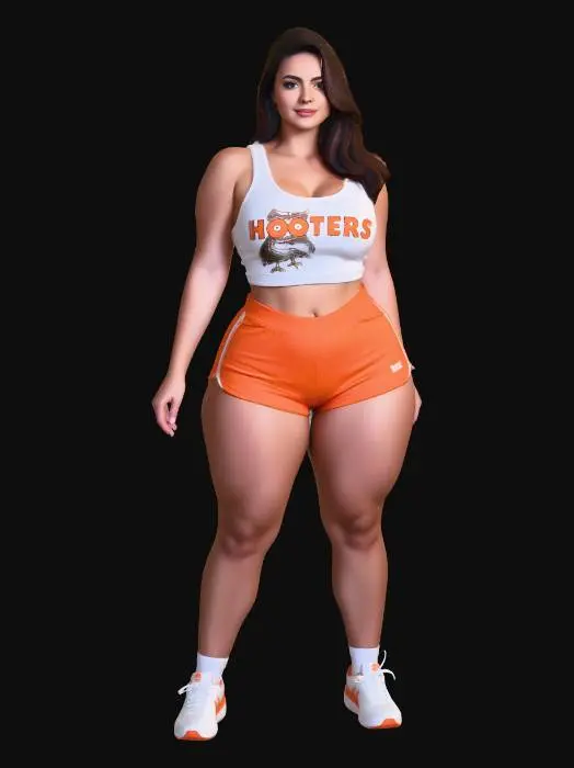 3D model for Hooters Crop Top and Orange Shorts