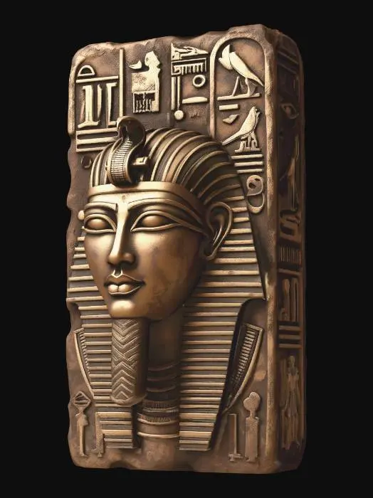 3D model for Tutankhamun Bust on a Hieroglyphic Tablet