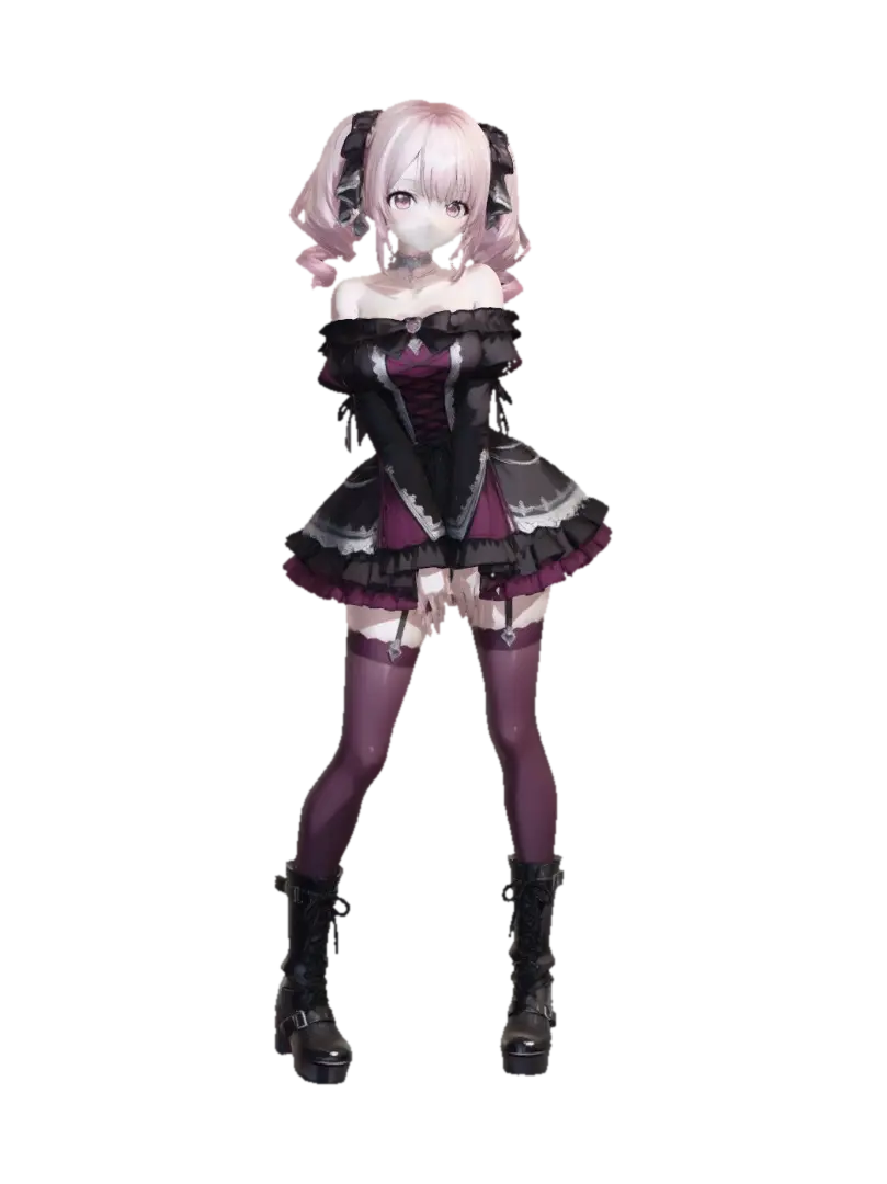Modelo 3D de Crimson Velvet Lolita - Anime, gerado por IA