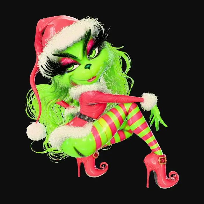 3D model for Grinchy Festive Feline Femme Fatale, #Christmas2025#