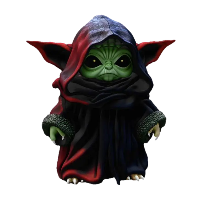 Grogu in the Dark Cloak - Jedi 3D model, vytvořený pomocí AI
