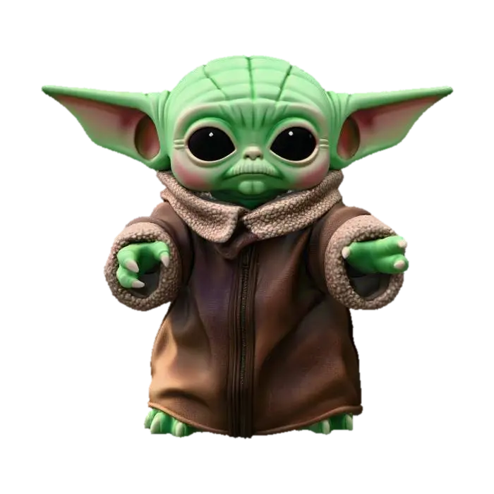 Grogu with a Lightsaber - Jedi 3D model, vytvořený pomocí AI