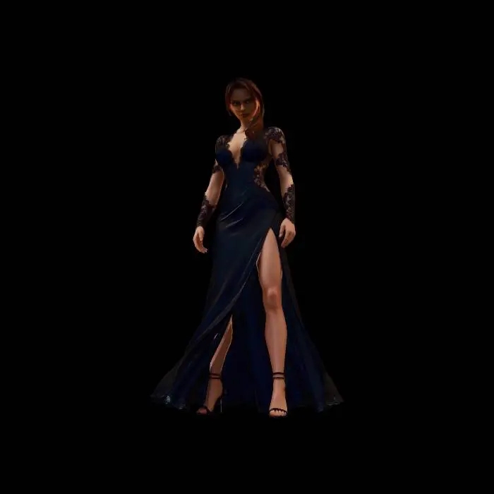 3D model for Midnight Lace Gown
