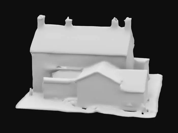 3D model for Bauernhaus aus Steinen, Ziegeldach, Wintergarten, Solaranlage