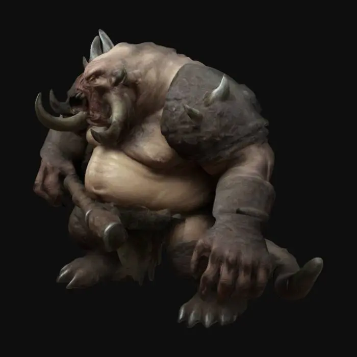 3D model for medieval, kinda fat monster, enemy/evil valhalla boss fight type creature, BIG. 12 feet tall