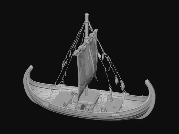 3D model for Небольшой деревянный плот, с парусом из различной ткани и тряпок