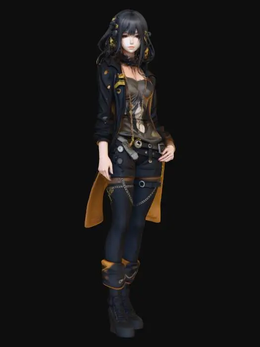 3D model for Anime goth girl