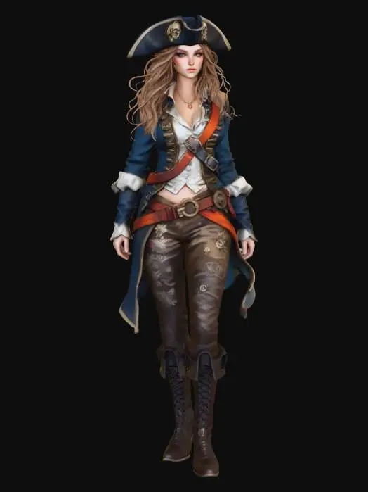 3D model for Pirate Captain Lady