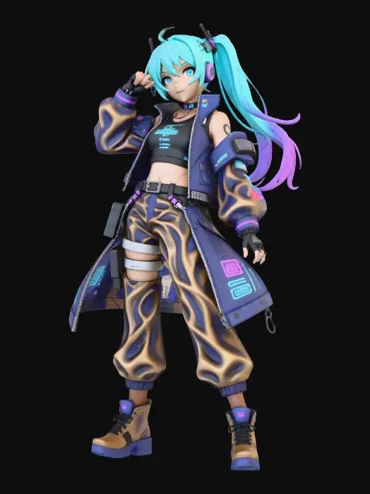 3D model for Neon Beats Anime Character