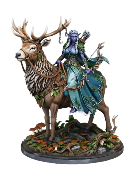 Stagbound Elven Archer - Ranger model 3D, wygenerowany przez AI