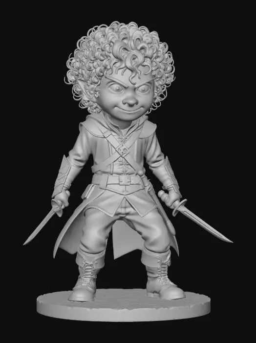 3D model for Halfling Twinblade Rogue