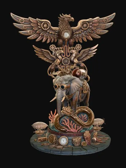 3D model for Clockwork Eagle Over the Steam City