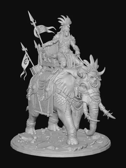 3D model for African Warrior on Epic War Elephant